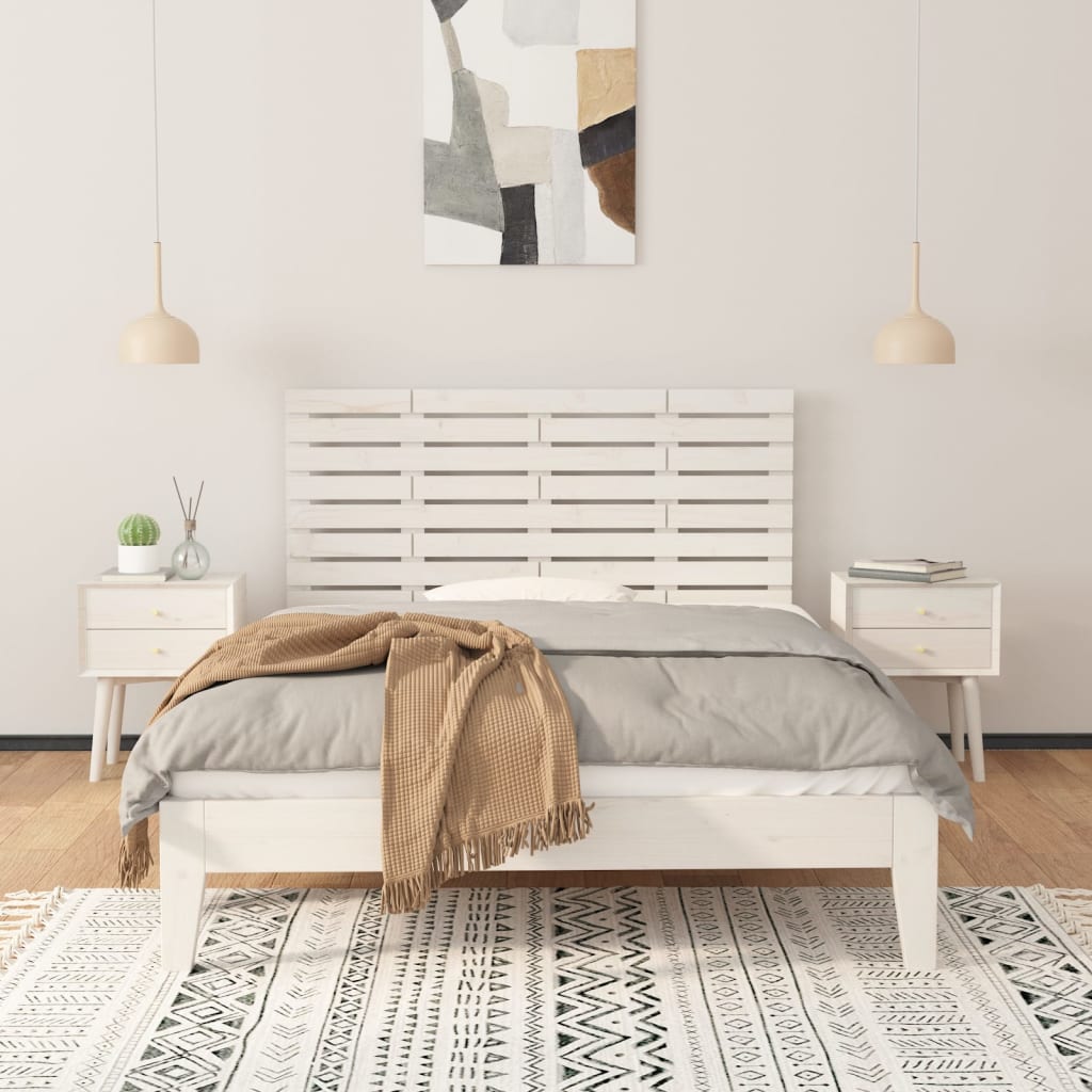 vidaXL Hoofdbord wandmontage 156x3x63 cm massief grenenhout wit afbeelding