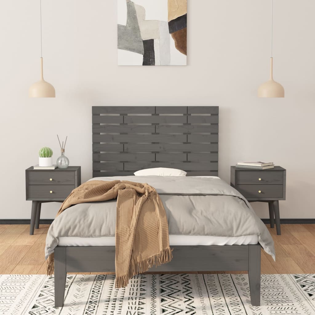 vidaXL Hoofdbord wandmontage 81x3x63 cm massief grenenhout grijs afbeelding