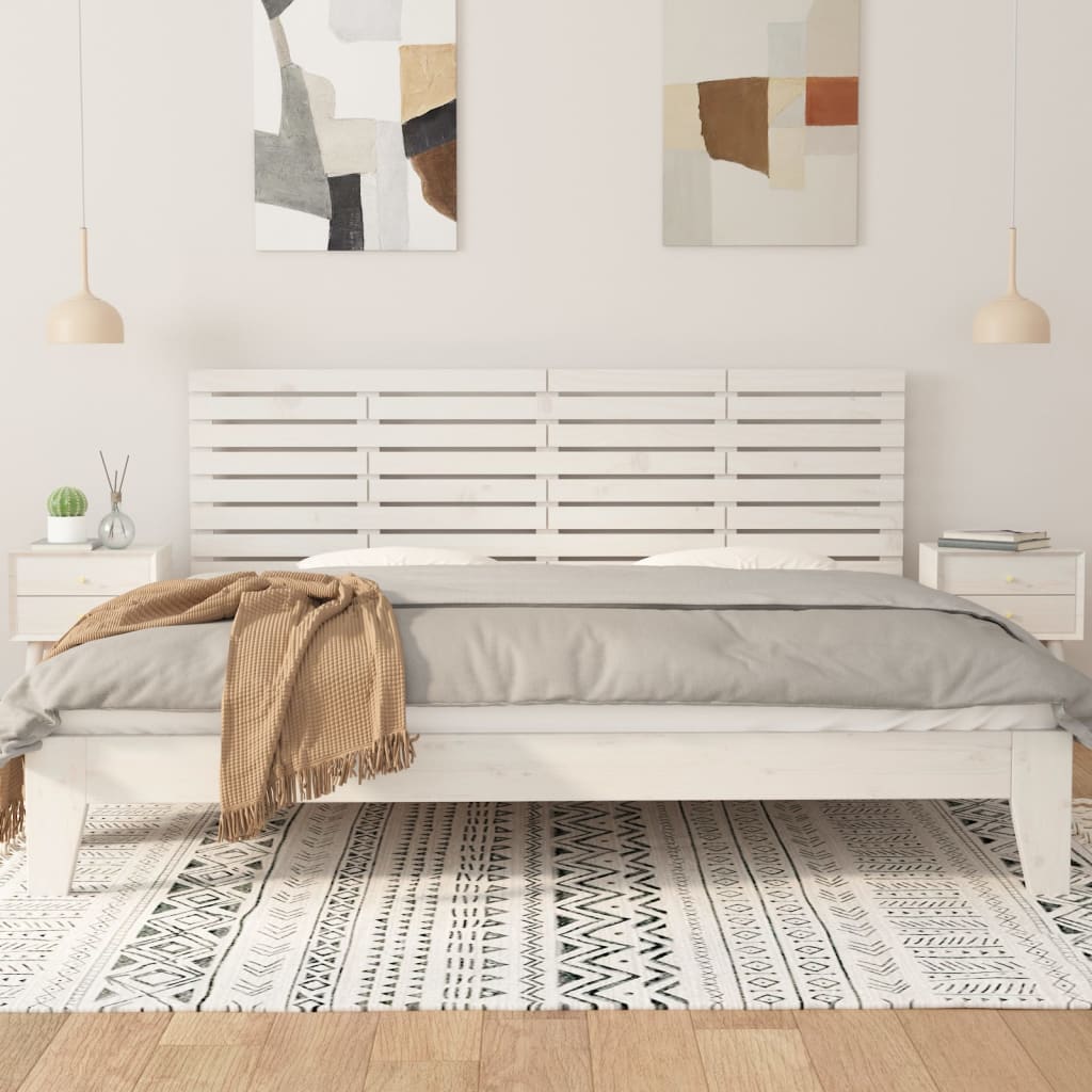 vidaXL Hoofdbord wandmontage 166x3x63 cm massief grenenhout wit afbeelding
