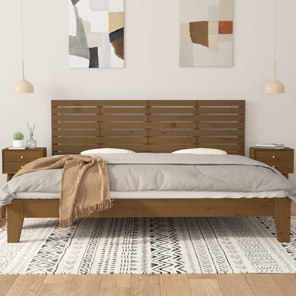 vidaXL Hoofdbord wandmontage 166x3x63 cm grenenhout honingbruin afbeelding