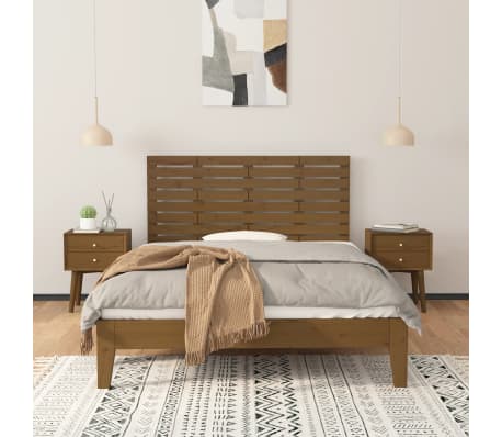vidaXL Tête de lit murale Marron miel 141x3x63 cm Bois massif de pin