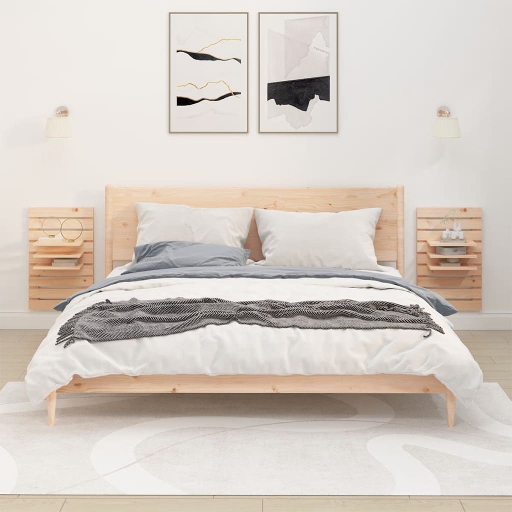 vida XL Wandregal-Nachttische 2 Stk. Massivholz Kiefer