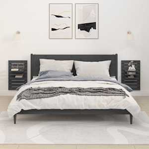 Stenske nočne police 2 kosa siva trdna borovina