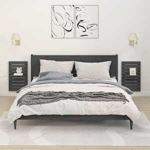 Stenske nočne police 2 kosa siva trdna borovina