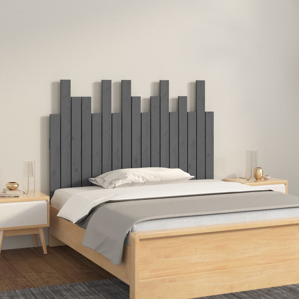 vidaXL Wand-Kopfteil Grau 108x3x80 cm Massivholz Kiefer