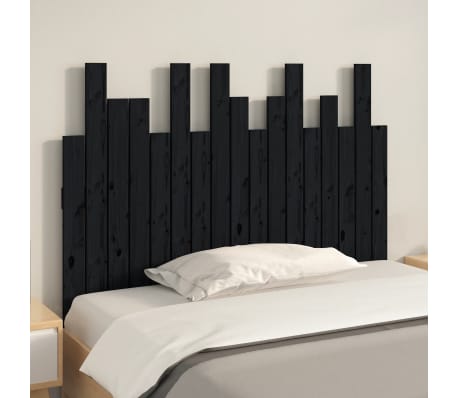 vidaXL Tăblie de pat pentru perete, negru, 108x3x80 cm, lemn masiv pin