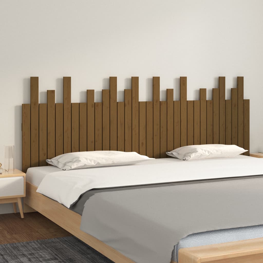 vidaXL Tăblie de pat pentru perete, maro miere, 204x3x80 cm, lemn pin