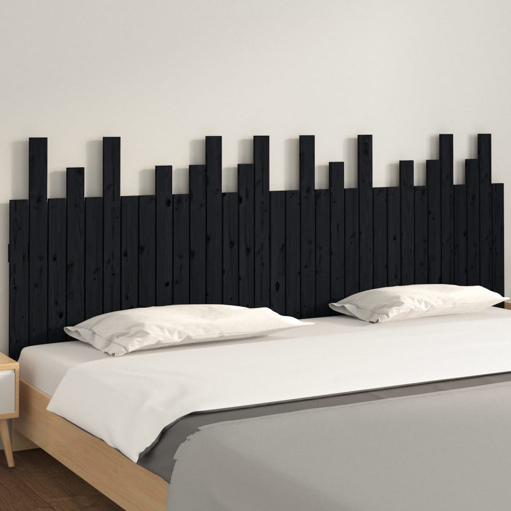 Thumbnail - vidaXL Wand-Kopfteil Schwarz 204x3x80 cm Massivholz Kiefer