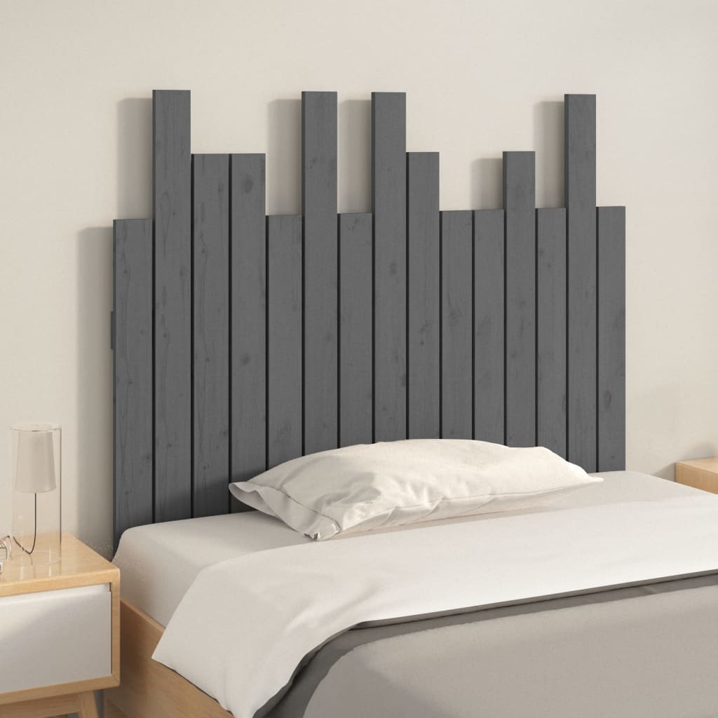vidaXL Hoofdbord wandmontage 95,5x3x80 cm massief grenenhout grijs afbeelding