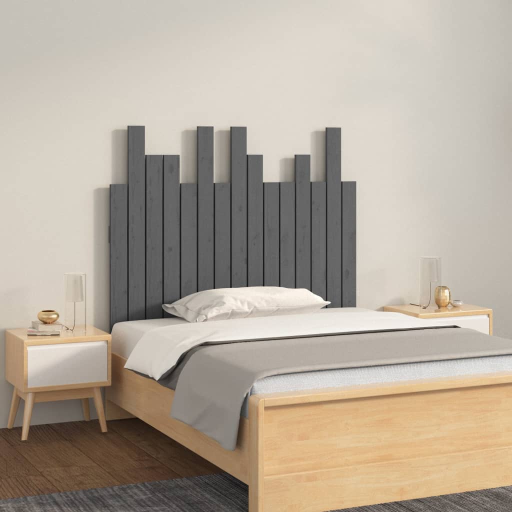 vidaXL Tăblie de pat pentru perete, gri, 95,5x3x80 cm, lemn masiv pin