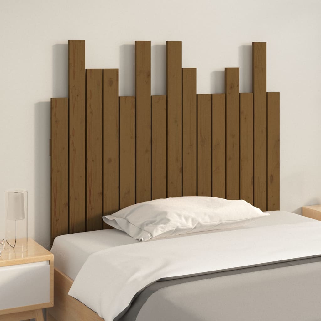 vidaXL Hoofdbord wandmontage 95,5x3x80 cm grenenhout honingbruin afbeelding
