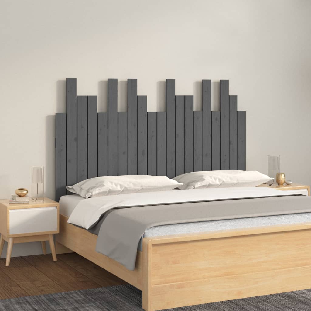 vidaXL Tăblie de pat pentru perete, gri, 127,5x3x80 cm, lemn masiv pin