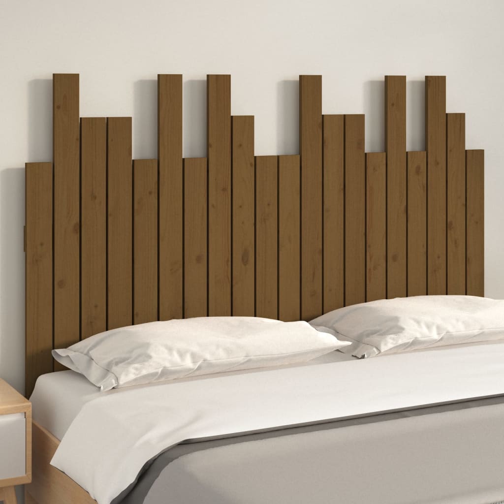 vidaXL Hoofdbord wandmontage 127,5x3x80 cm grenenhout honingbruin afbeelding
