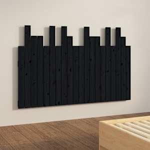 Nástěnné čelo postele černé 127,5x3x80 cm masivní borové dřevo - obrázek 4