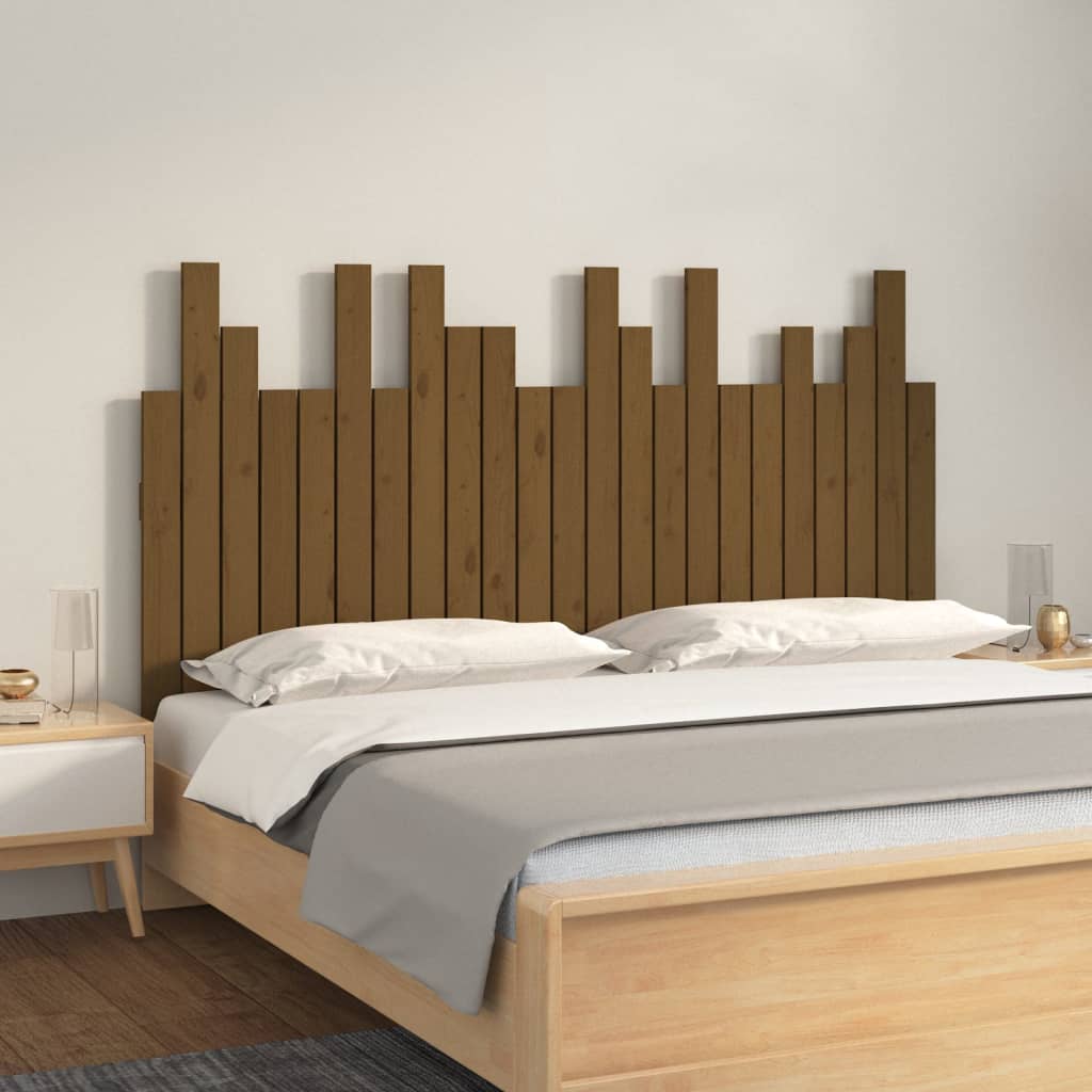 vidaXL Tăblie de pat de perete maro miere 146,5x3x80 cm lemn masiv pin