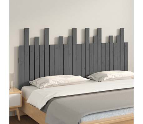 vidaXL Wand-Kopfteil Grau 159,5x3x80 cm Massivholz Kiefer