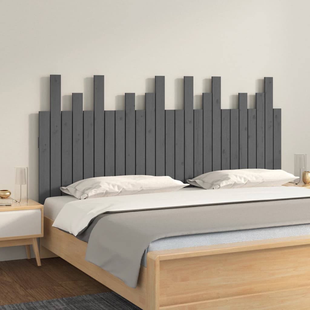 vida XL Wand-Kopfteil Grau 159,5x 3x 80 cm Massivholz Kiefer
