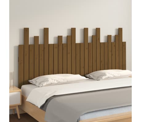 vidaXL Stensko posteljno vzglavje medeno rjavo 159,5x3x80 cm borovina