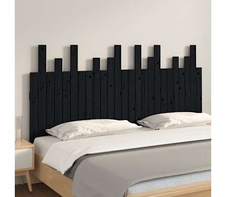 vidaXL Hoofdbord wandmontage 159,5x3x80 cm massief grenenhout zwart