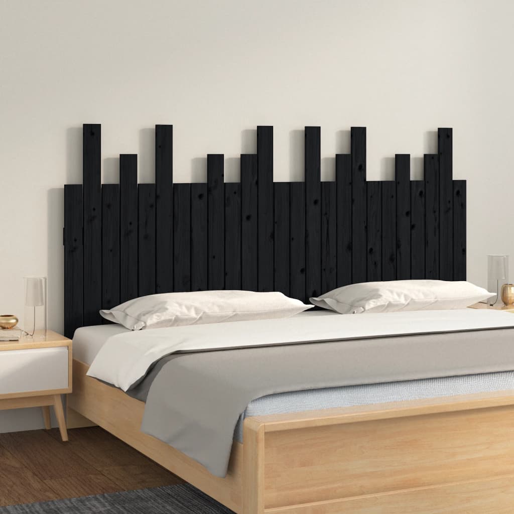 vida XL Wand-Kopfteil Schwarz 159,5x 3x 80 cm Massivholz Kiefer