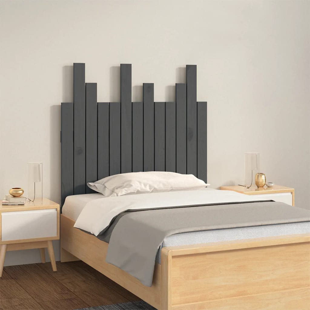 vida XL Wand-Kopfteil Grau 82,5x 3x 80 cm Massivholz Kiefer