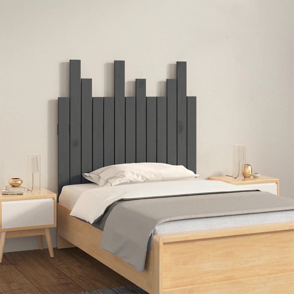 vidaXL Tăblie de pat pentru perete, gri, 82,5x3x80 cm, lemn masiv pin