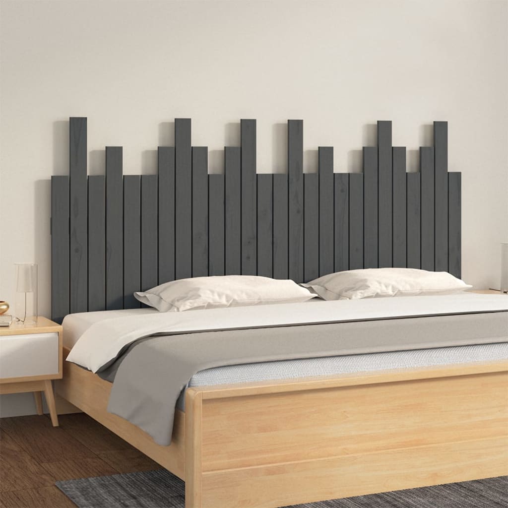 vidaXL Tăblie de pat pentru perete, gri, 166x3x80 cm, lemn masiv pin