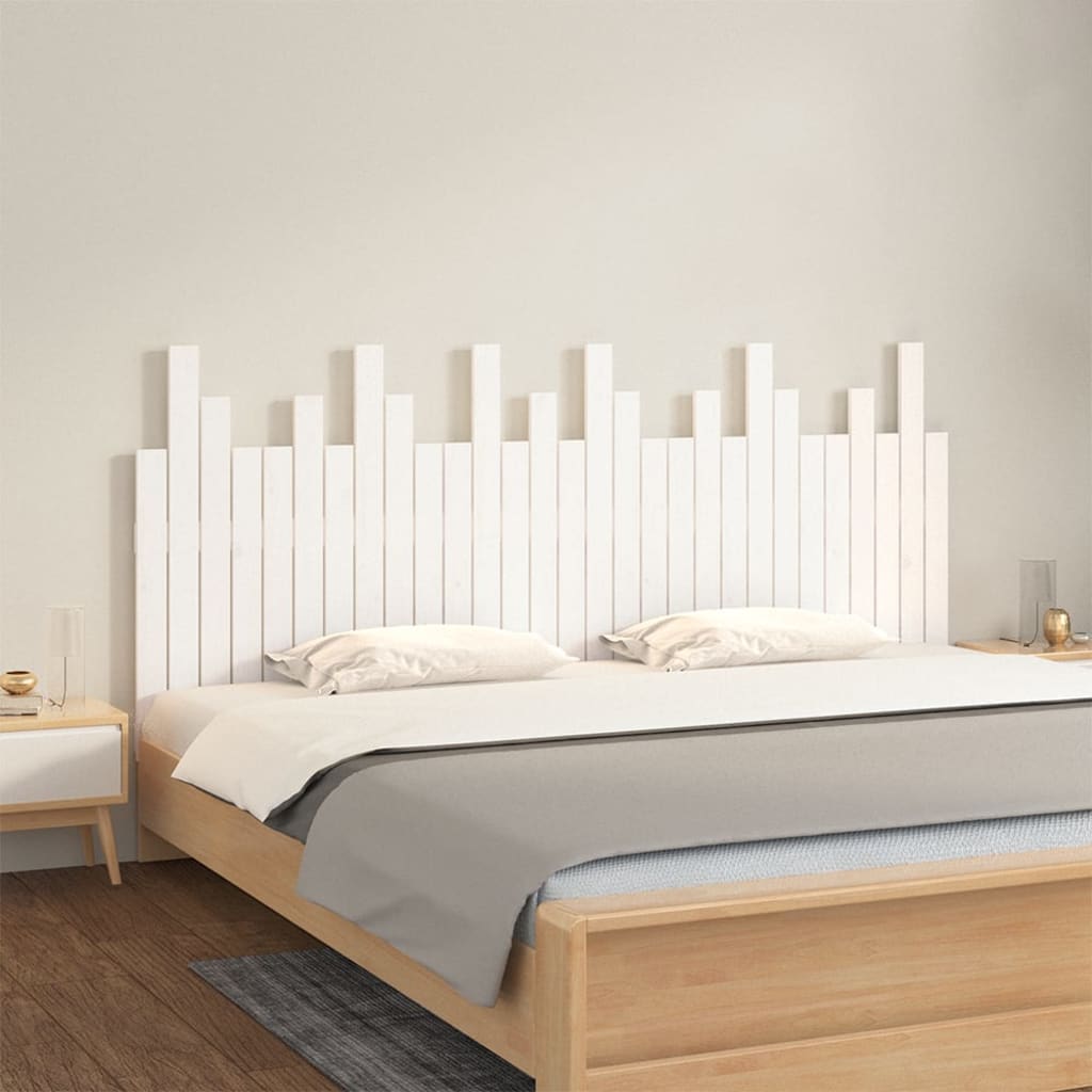 vidaXL Tăblie de pat pentru perete, alb, 185x3x80 cm, lemn masiv pin