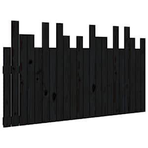 Nástěnné čelo postele černé 140x3x80 cm masivní borové dřevo - obrázek 2