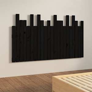 Nástěnné čelo postele černé 140x3x80 cm masivní borové dřevo - obrázek 4