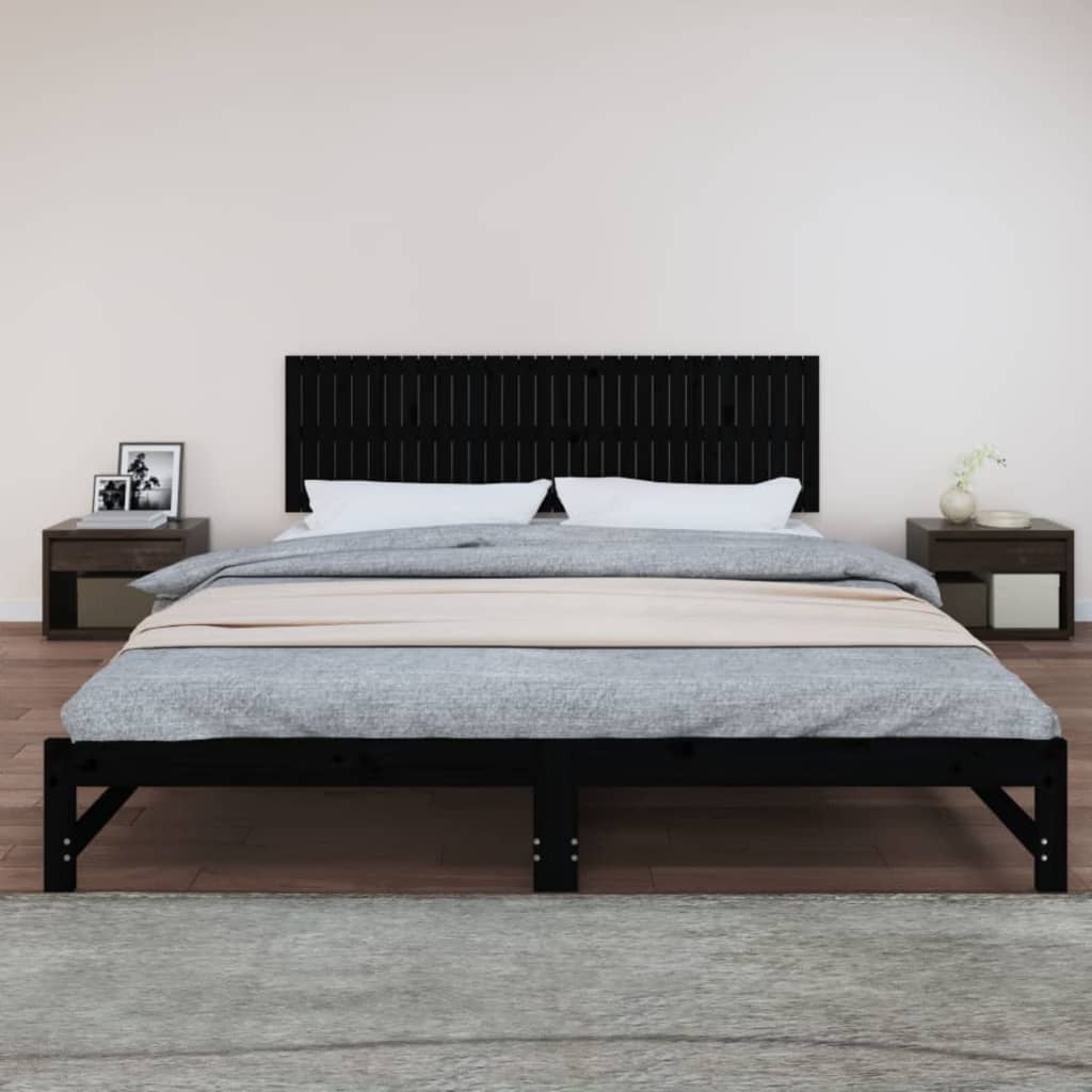 vidaXL Wandhoofdbord 204x3x60 cm massief grenenhout zwart afbeelding