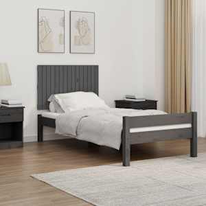 Stensko posteljno vzglavje sivo 95,5x3x60 cm trdna borovina