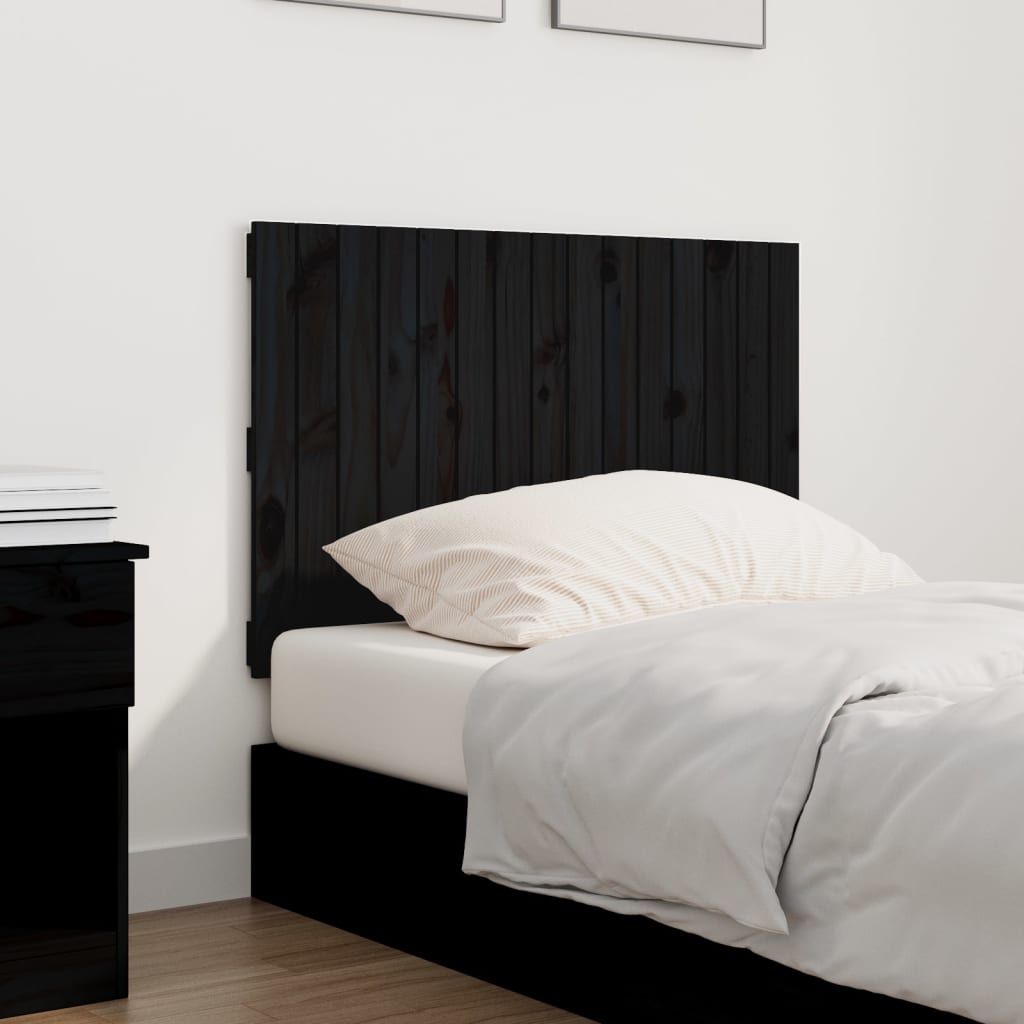 vidaXL Tăblie de pat pentru perete, negru, 95,5x3x60cm, lemn masiv pin