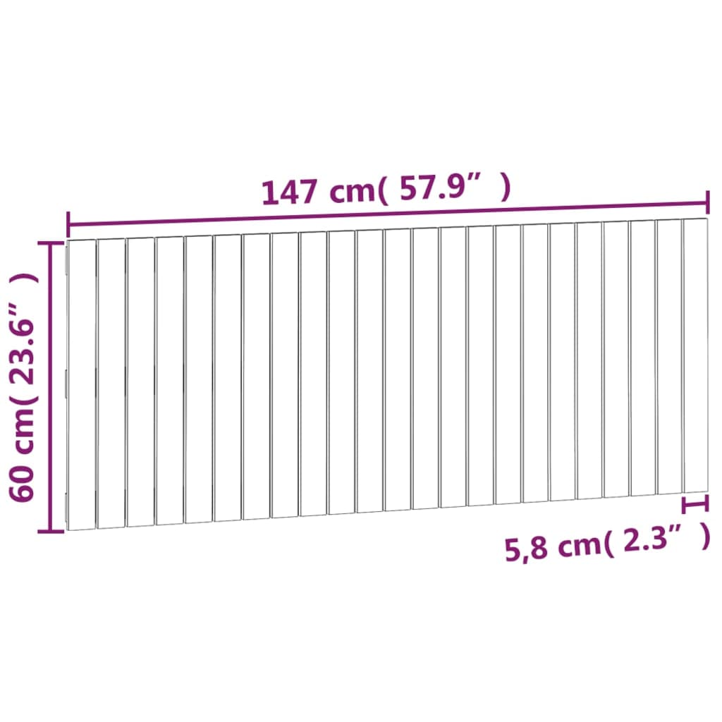 Stensko posteljno vzglavje belo 147x3x60 cm trdna borovina