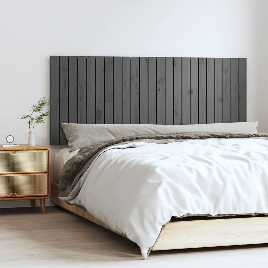 vidaXL Tăblie de pat pentru perete, gri, 147x3x60 cm, lemn masiv pin