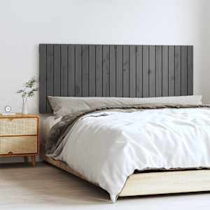 Stensko posteljno vzglavje sivo 147x3x60 cm trdna borovina