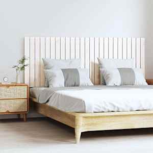 Stensko posteljno vzglavje belo 159,5x3x60 cm trdna borovina