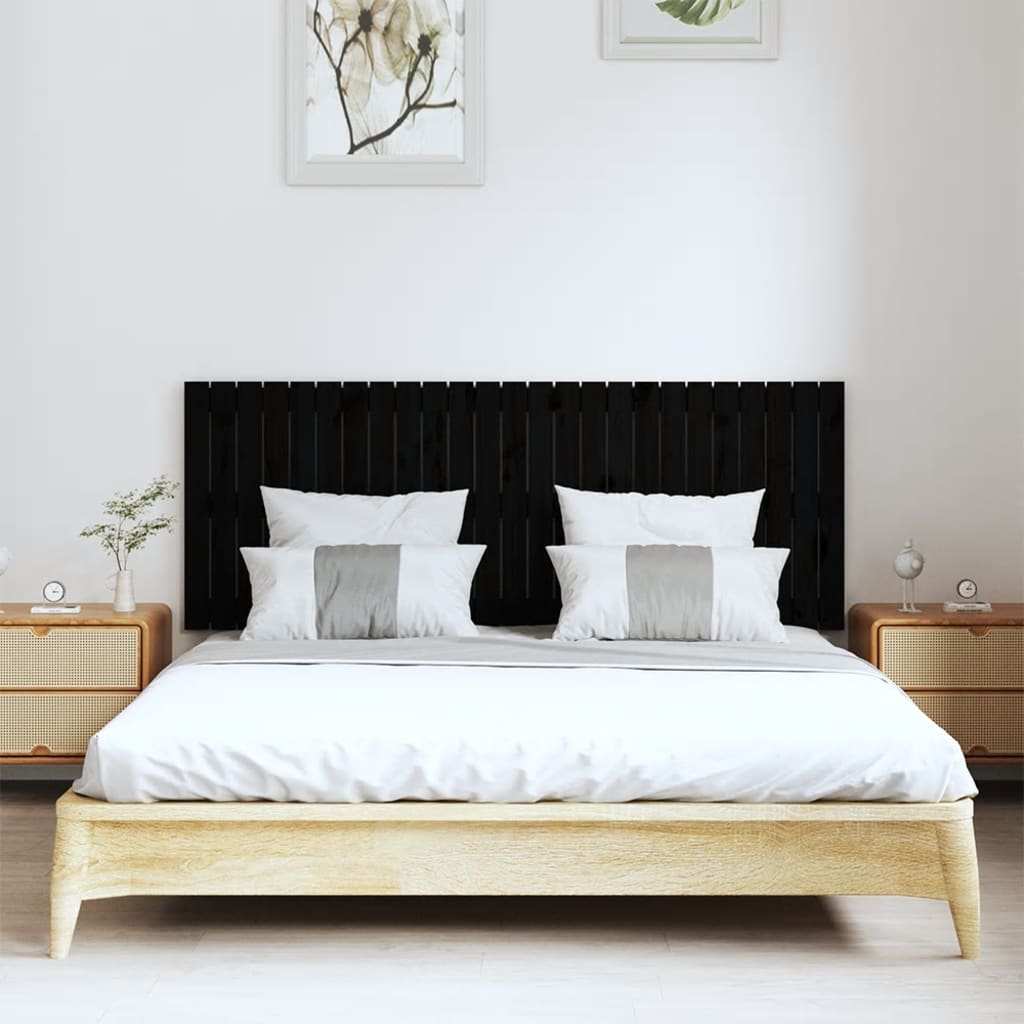 vidaXL Wandhoofdbord 159,5x3x60 cm massief grenenhout zwart afbeelding