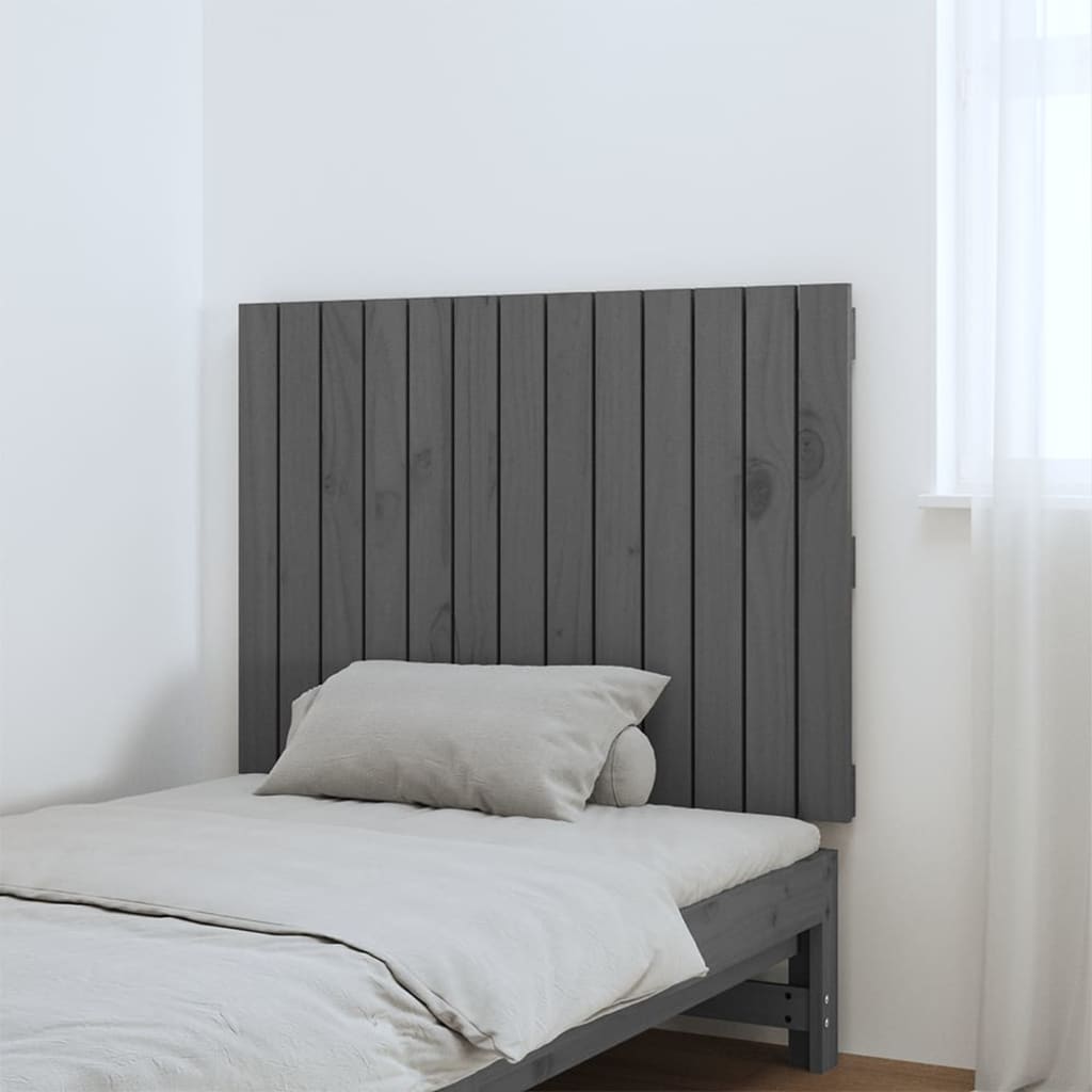 vidaXL Wandhoofdbord 82,5x3x60 cm massief grenenhout grijs afbeelding