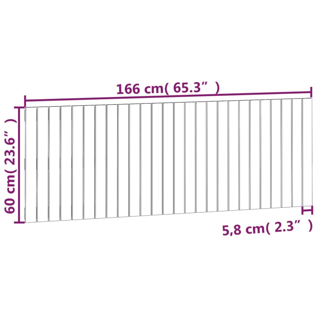 Stensko posteljno vzglavje sivo 166x3x60 cm trdna borovina