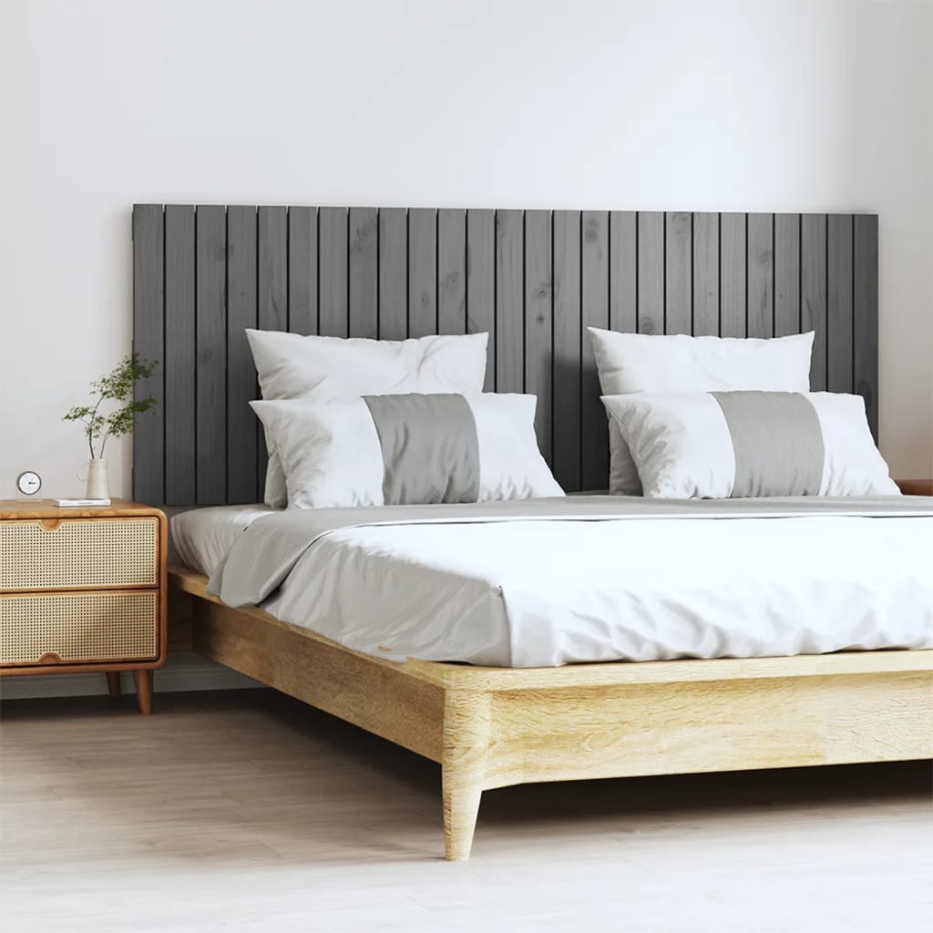 vidaXL Tăblie de pat pentru perete, gri, 166x3x60 cm, lemn masiv pin