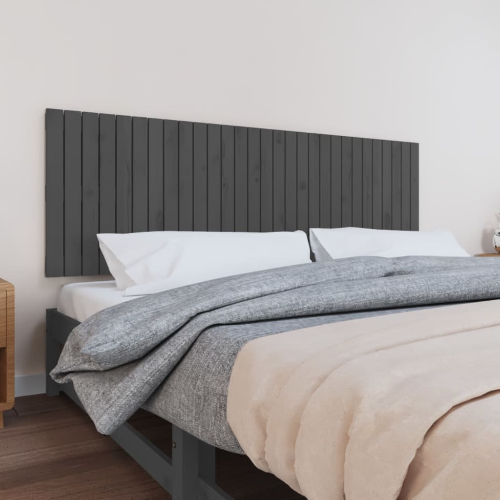 vidaXL Tăblie de pat pentru perete, gri, 185x3x60 cm, lemn masiv pin