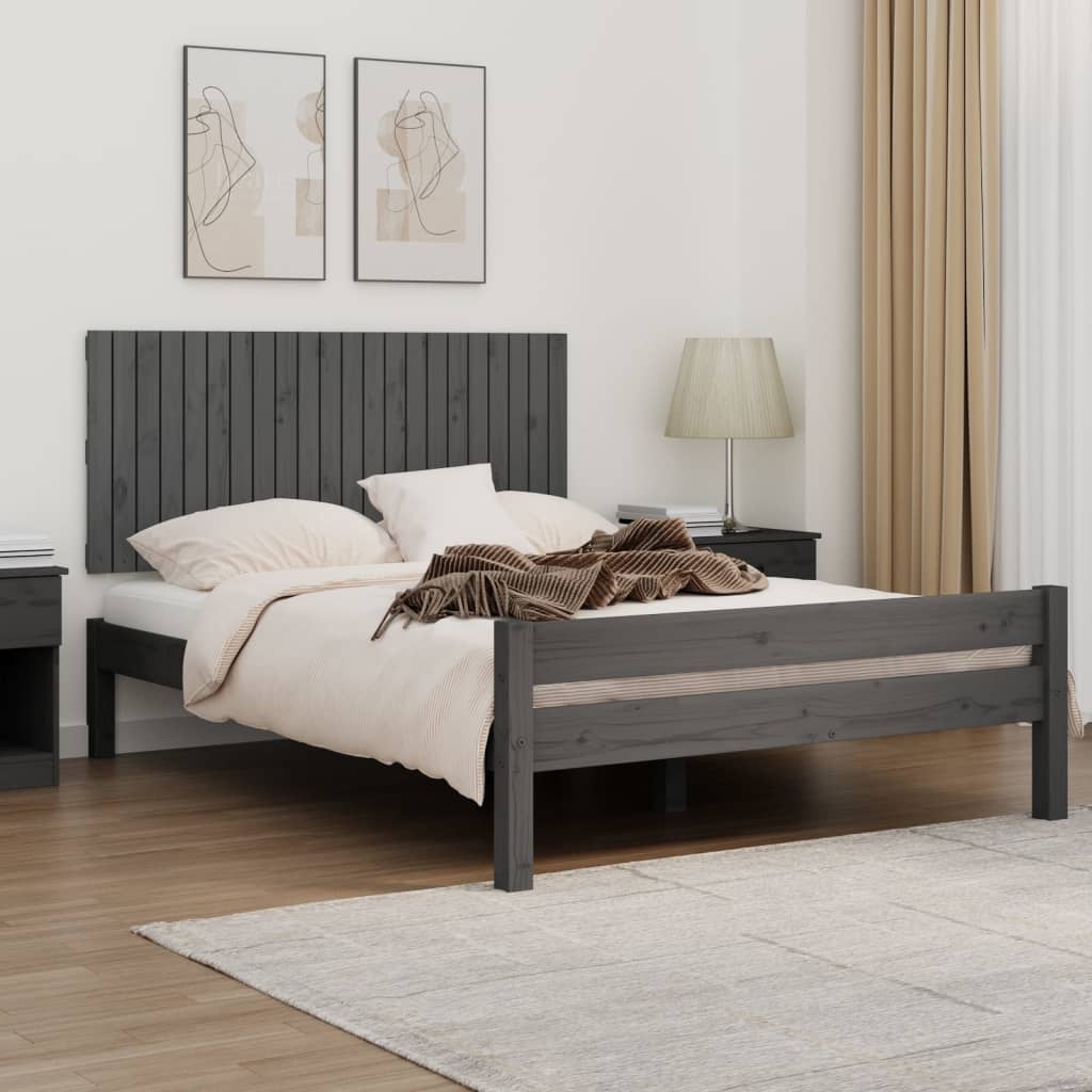 vidaXL Tăblie de pat pentru perete, gri, 140x3x60 cm, lemn masiv pin