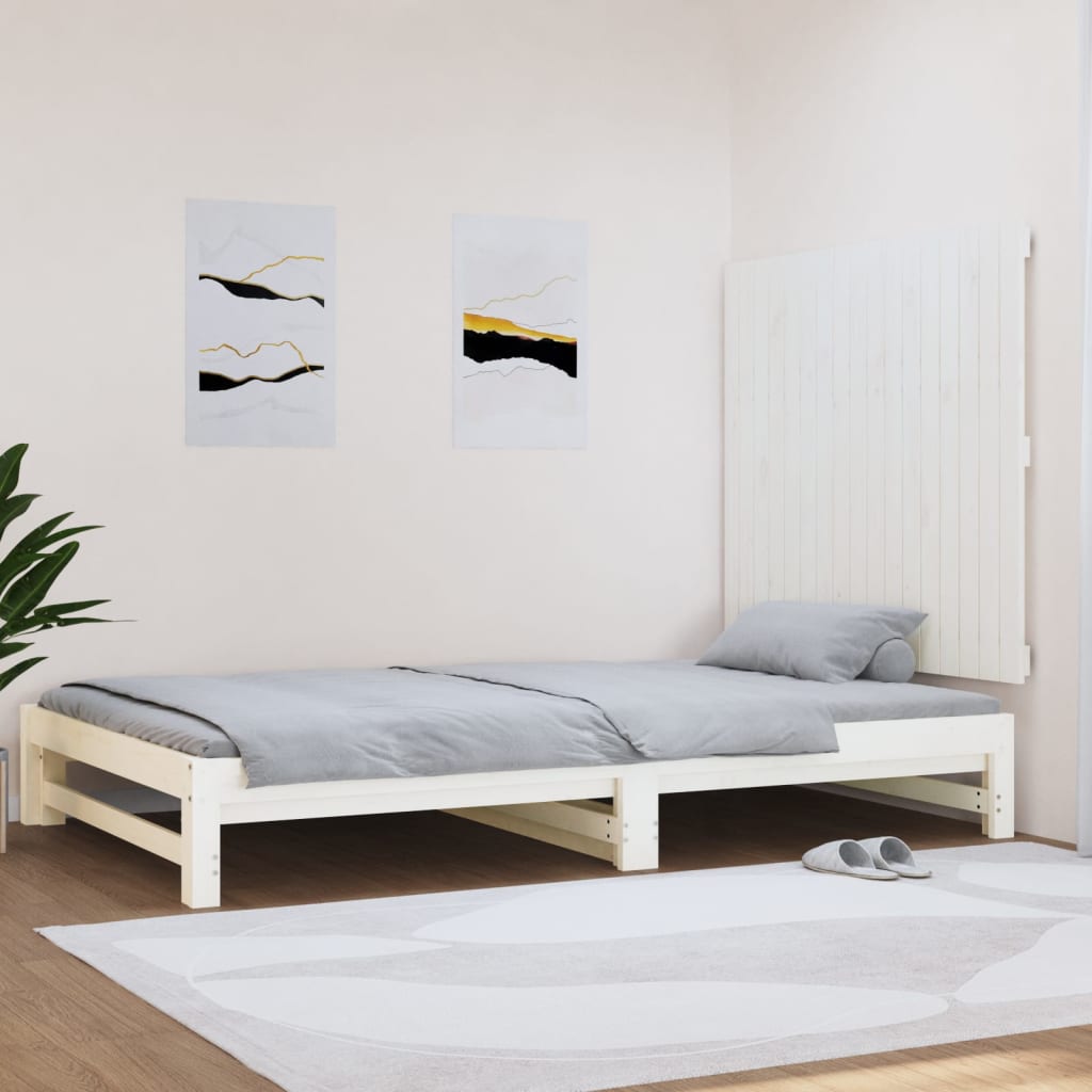 vidaXL Tête de lit murale Blanc 108x3x90 cm Bois massif de pin