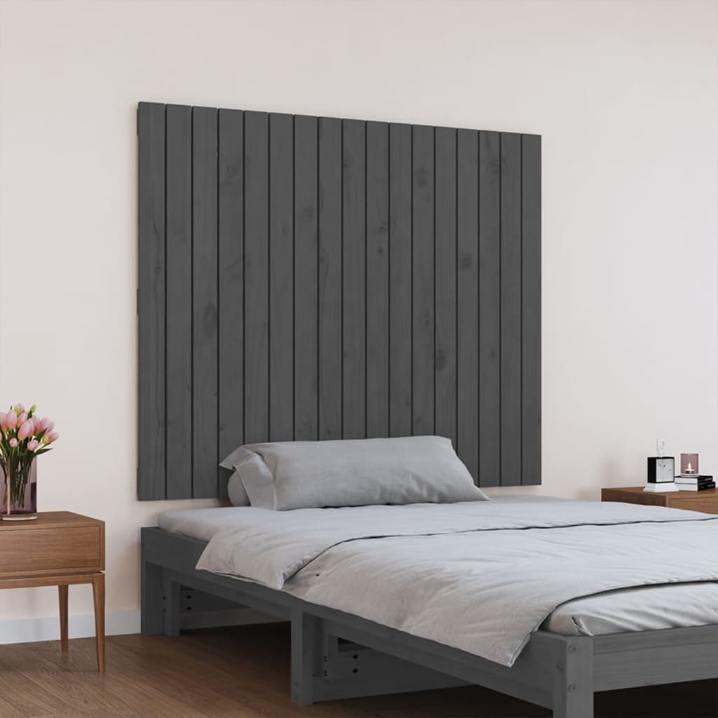 vidaXL Wandhoofdbord 108x3x90 cm massief grenenhout grijs afbeelding