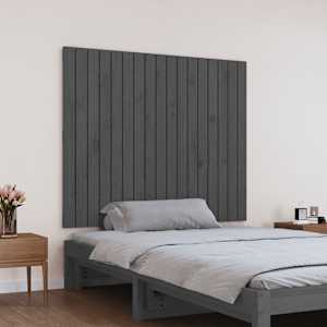 Nástěnné čelo postele šedé 108x3x90 cm masivní borové dřevo - obrázek 3