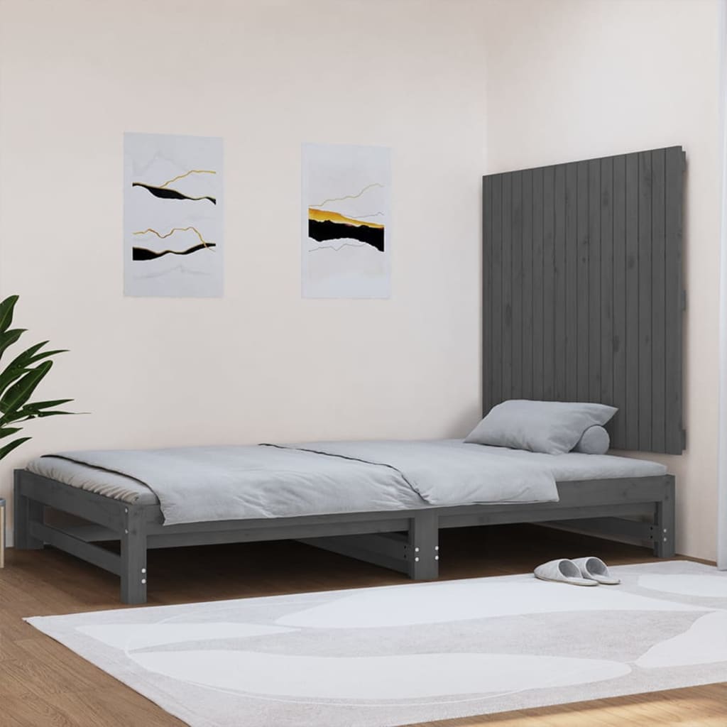 vida XL Wand-Kopfteil Grau 108x 3x 90 cm Massivholz Kiefer