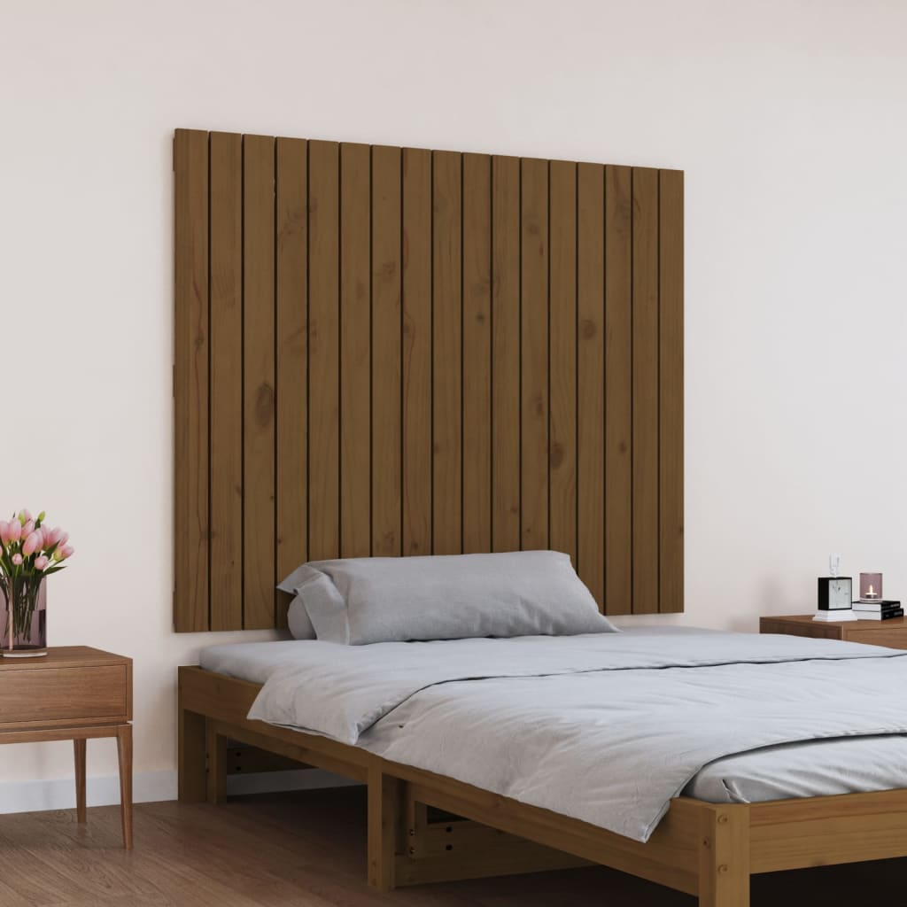 vidaXL Wandhoofdbord 108x3x90 cm massief grenenhout honingbruin afbeelding