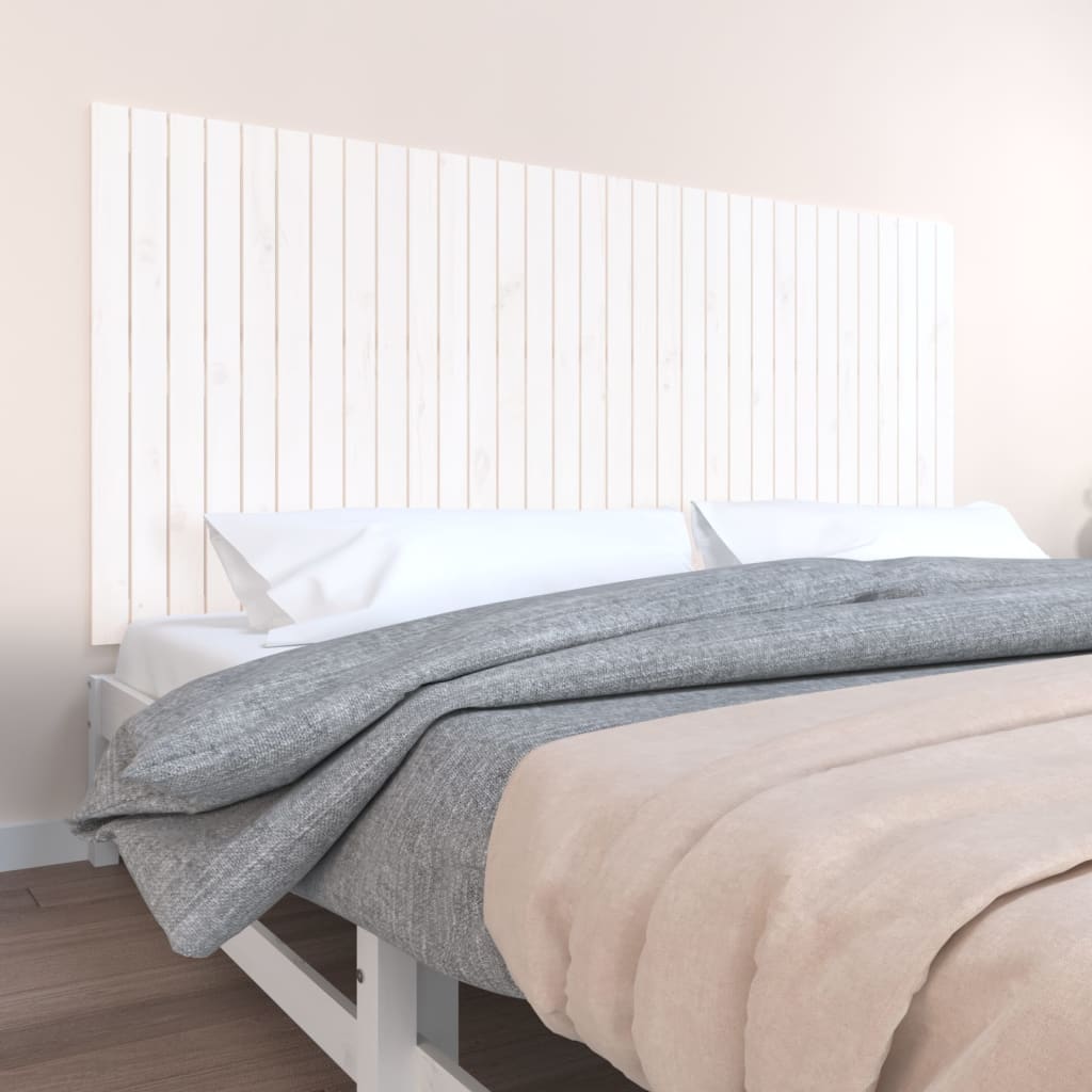 vidaXL Tăblie de pat pentru perete, alb, 204x3x90 cm, lemn masiv pin