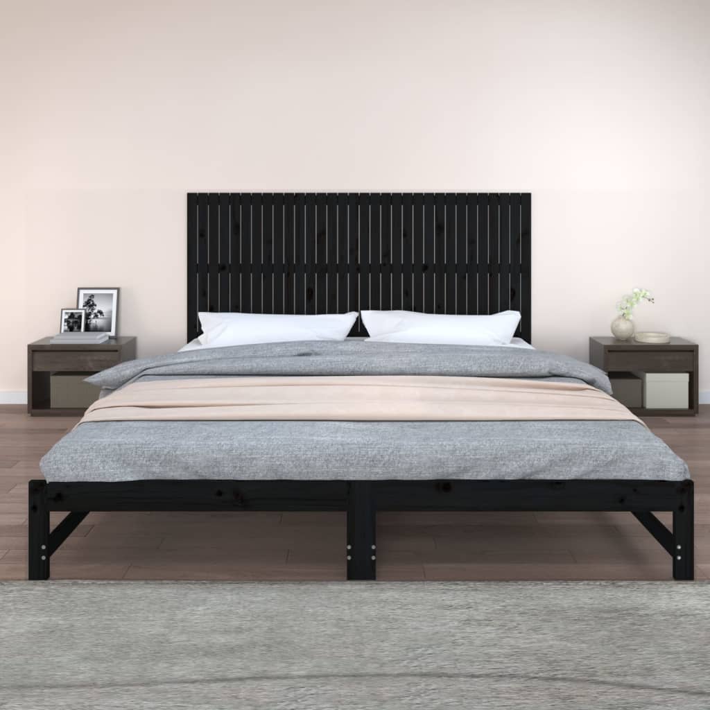 vidaXL Wandhoofdbord 204x3x90 cm massief grenenhout zwart afbeelding
